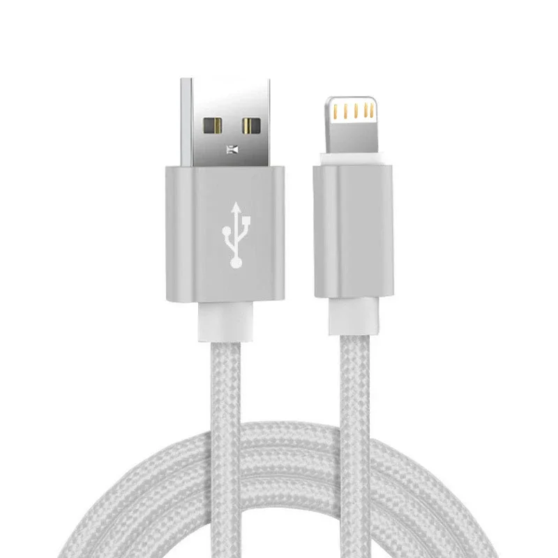 Metal Nylon Braided Fast Charging Data Cord 1m 2m 3m USB Charger Cable For iPhone 14 8 7 6S Plus X XR XS 11 12 13 Pro Max iPad 9