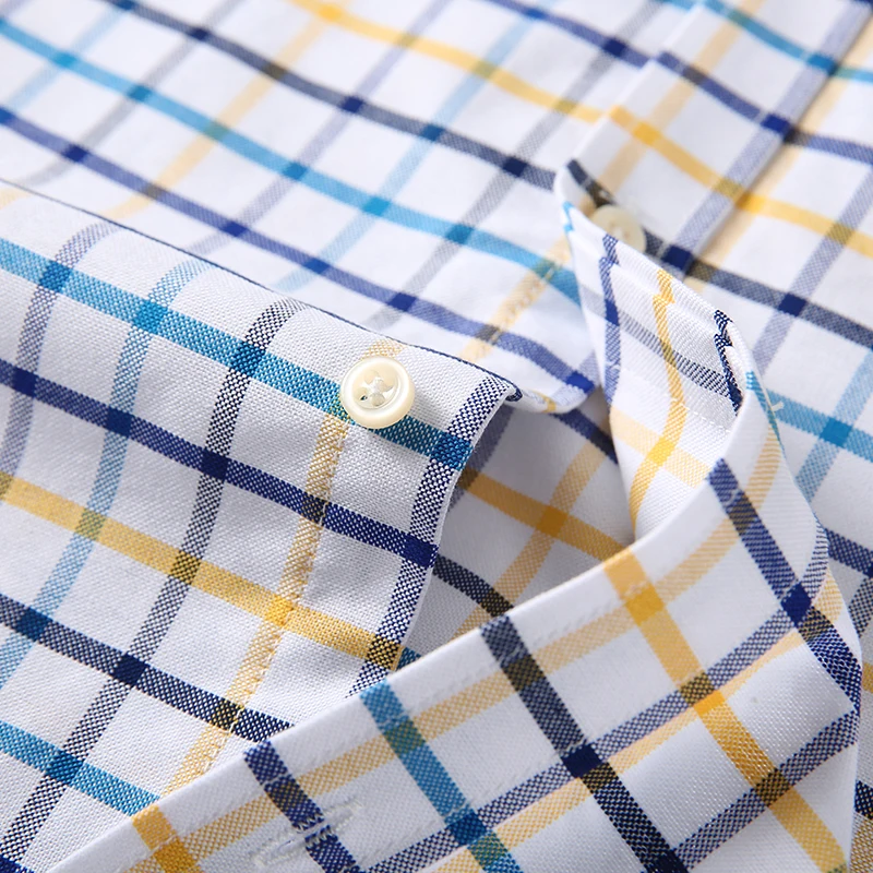 Camisas Oxford 100% de algodón puro para hombre, camisa a cuadros de manga larga a rayas, camisa roja BusinessTartan, ropa de diseñador para hombre