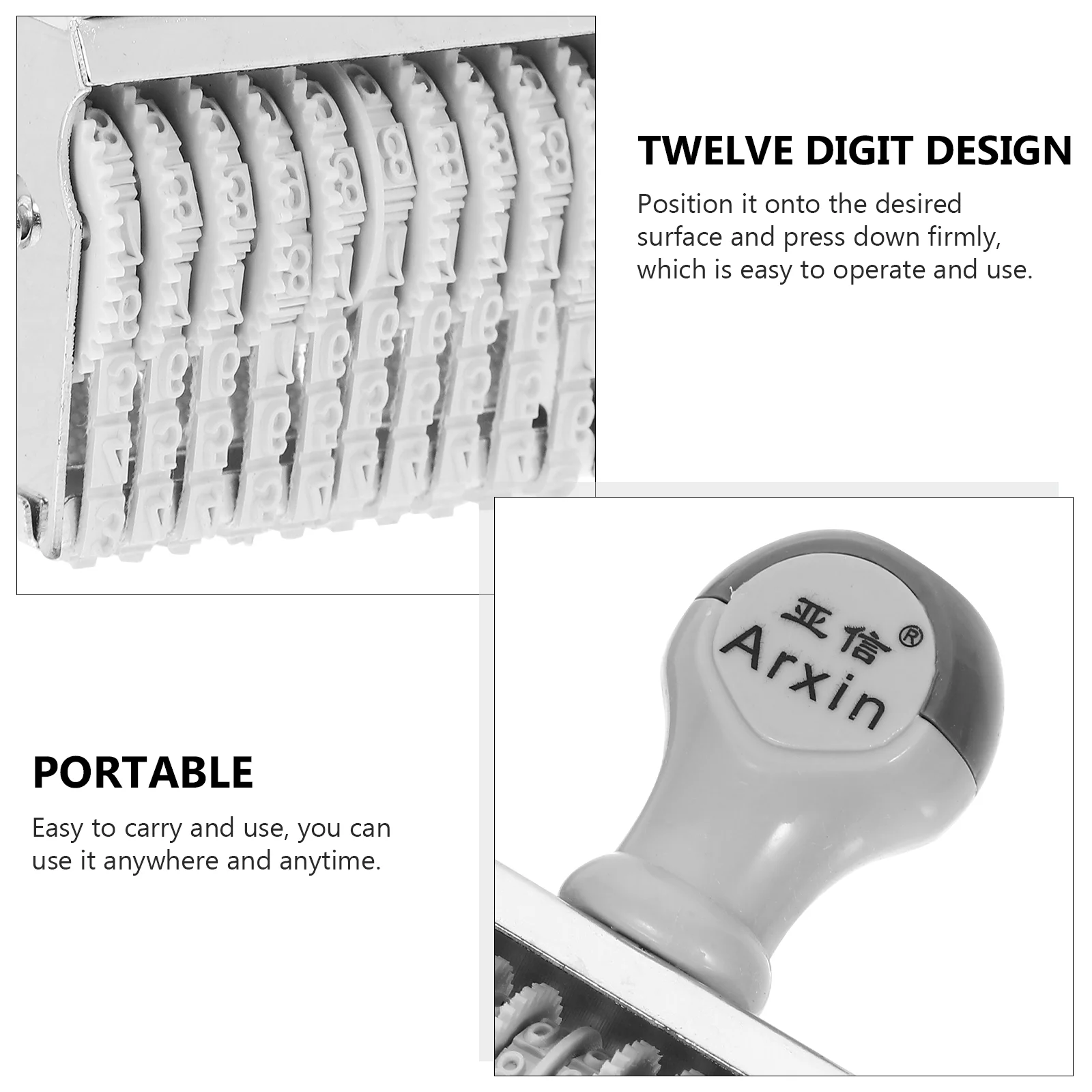 ยางแสตมป์วันที่ขนาดเล็ก Rolling Handheld Stamper แฟ้มสํานักงานอุปกรณ์เสริมสําหรับแสตมป์ตัวอักษร
