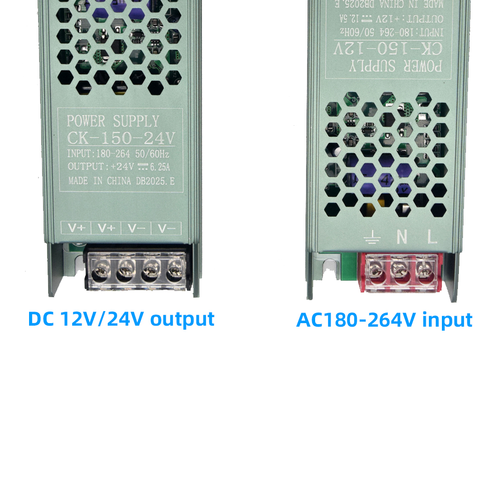 Ultra Thin Lighting Transformers 220V to DC12V 24V 60W 100W 150W สําหรับกล้องวงจรปิด LED Strip แหล่งจ่ายไฟอะแดปเตอร์