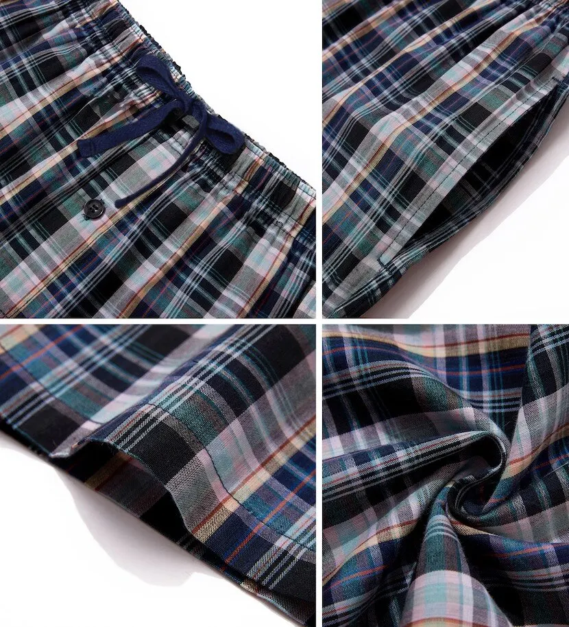 JupiterSecret 3 Pçs/set Algodão Xadrez Sleep & Lounge Calças dos homens, pijama Bottoms com bolsos para toda a temporada