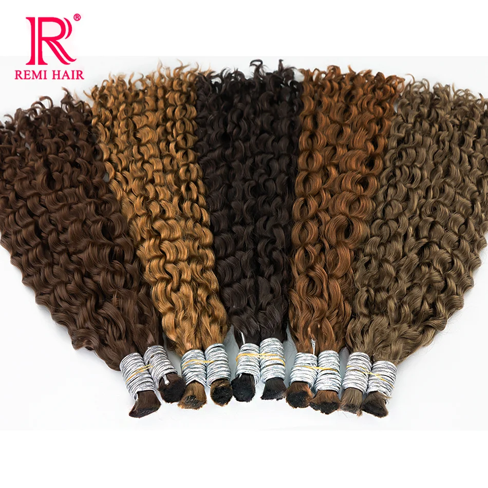 100% ต่อผมมนุษย์สําหรับ Braiding ธรรมชาติทอผ้าหลวมลึกสวยที่ยังไม่ได้ Curly ไม่มี Weft เวียดนามผมจํานวนมาก