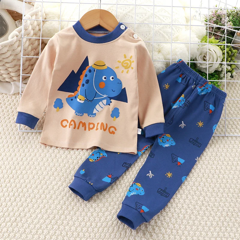 2022 Mới Trẻ Em Bé Trai Bé Gái Pyjama Bộ Hoạt Hình In Tay Dài Dễ Thương Áo Thun Áo Kèm Quần Tập Đi Cho Bé Ngủ Quần Áo bộ