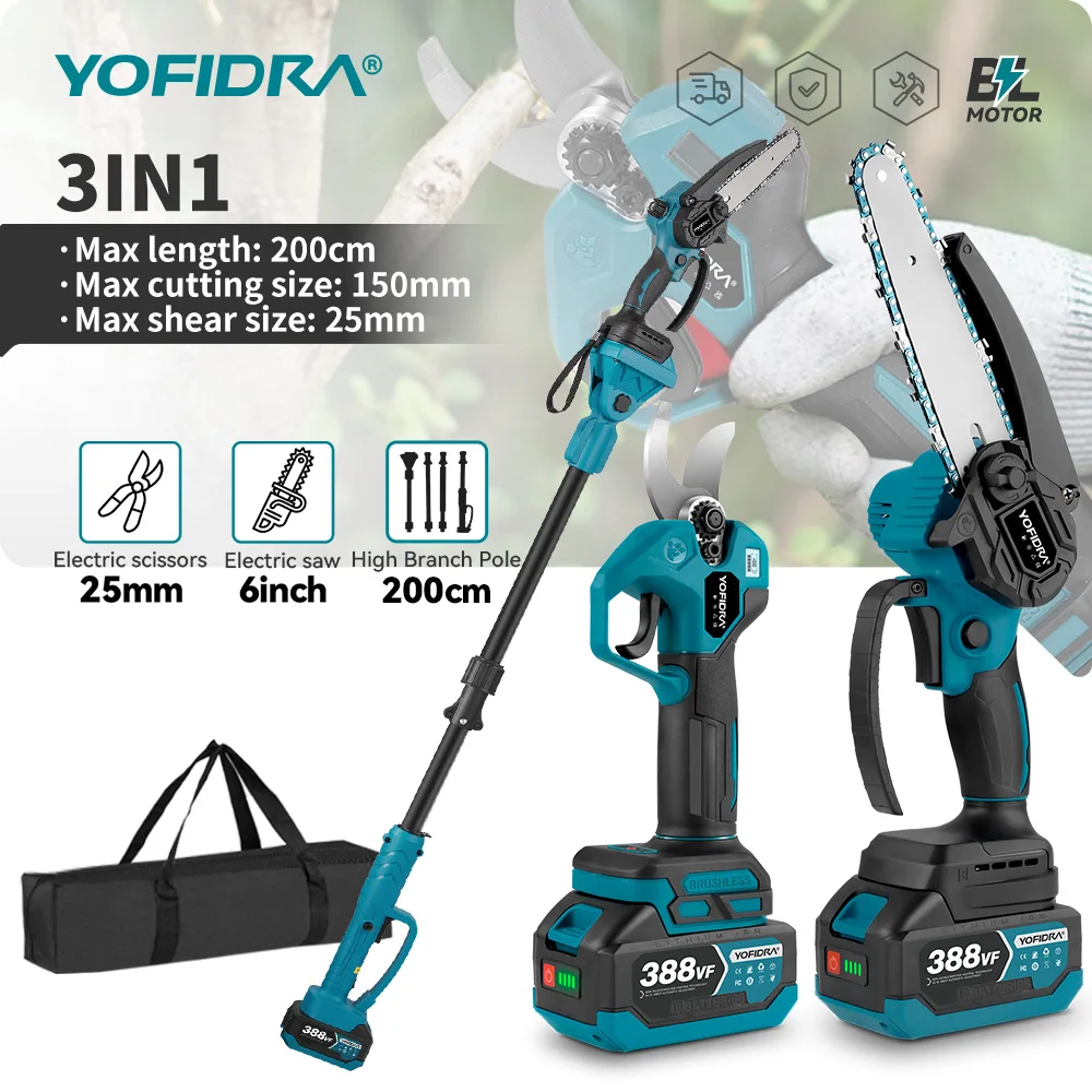 Brushless Telescopico Palo Elettrico 8 Pollici Motosega 32 MILLIMETRI Forbici Ramo Alto Giardino Strumento di Potatura Per Makita 18 V Batteria Spille