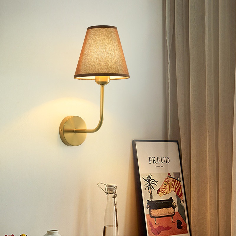 E27 tecido americano lâmpada de parede simples quarto do hotel decoração interior iluminação sala estar corredor quarto cabeceira luz parede