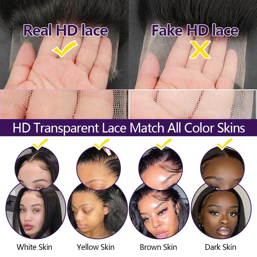 Skinlike Real Hd Kant Sluiting Slechts 5X5 6X6 7X7 Onzichtbare Hd Kant Sluitingen Huid Smelt 13X4 13X6 Hd Kant Frontale Alleen Voorgeplukt