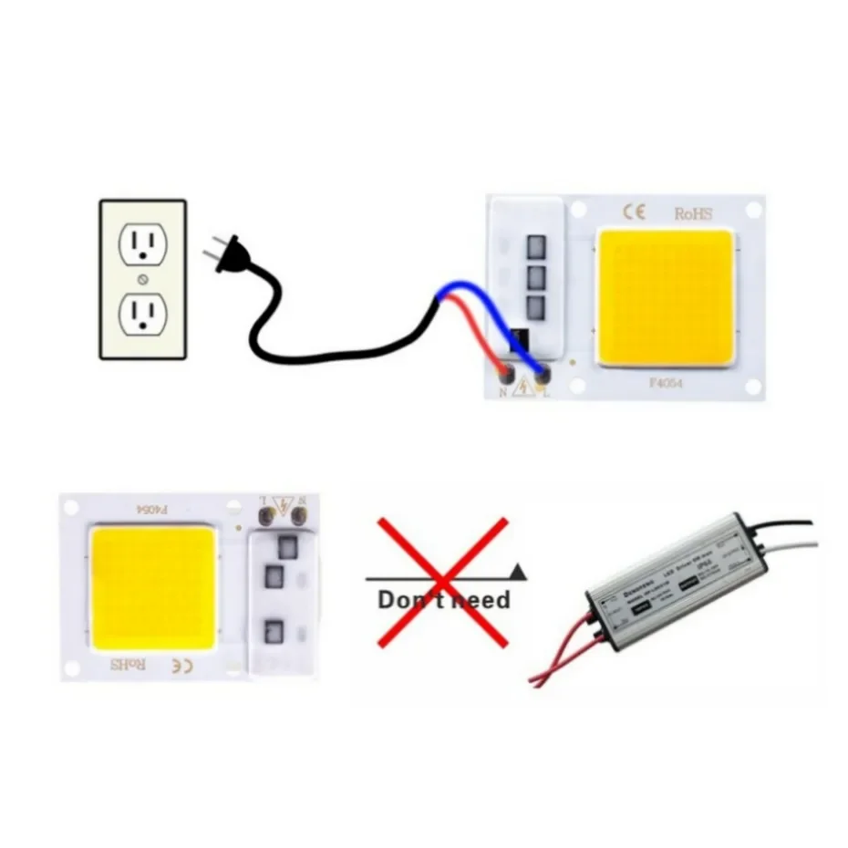 UooKzz LED COB Chip 10W 20W 30W AC 220V 110V IC inteligente sin controlador lámpara LED cuentas para reflector iluminación de matriz Diy