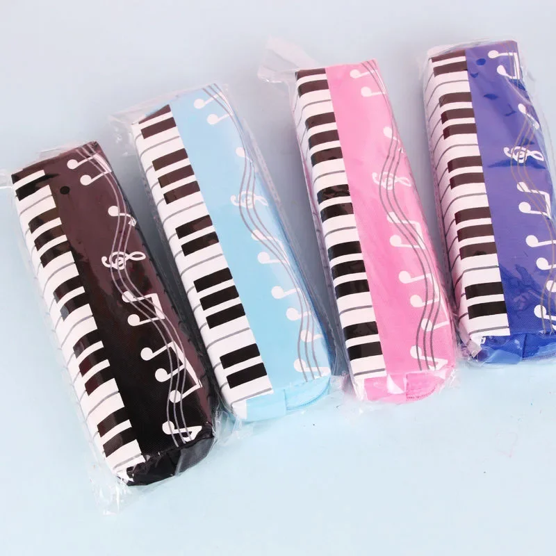 Creative Musical Note Piano Stationery Pouch Student Pencil Case Square Single Layer Oxford Cloth Pen Bag for Girls Boy