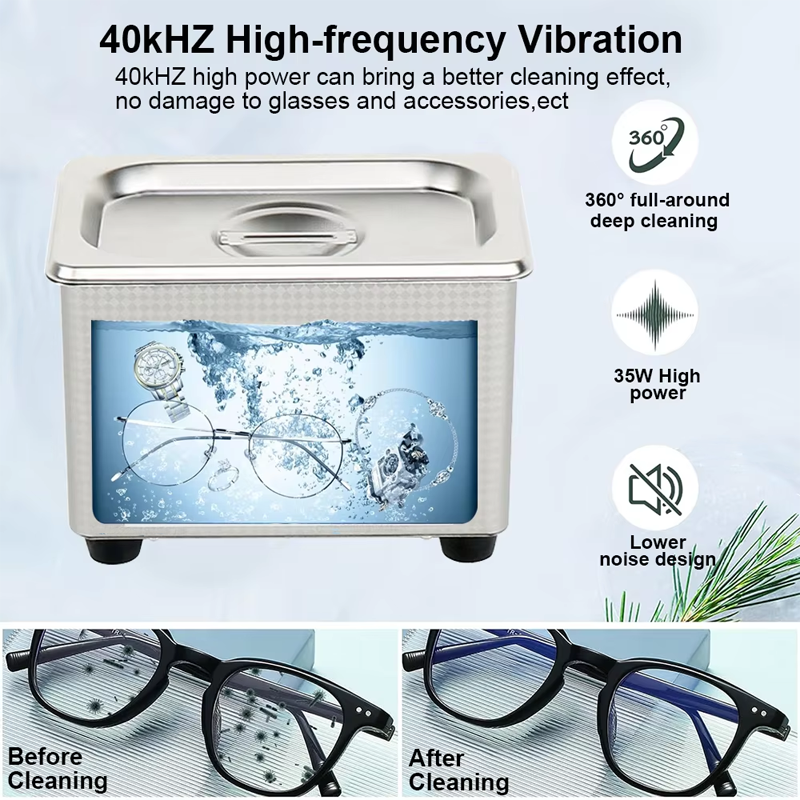 Ultrasonic Cleaner Glasses Cleaning Machine for Jewelry Watches Denture Tool Ultrasonic High Frequency Vibration Washing Bath