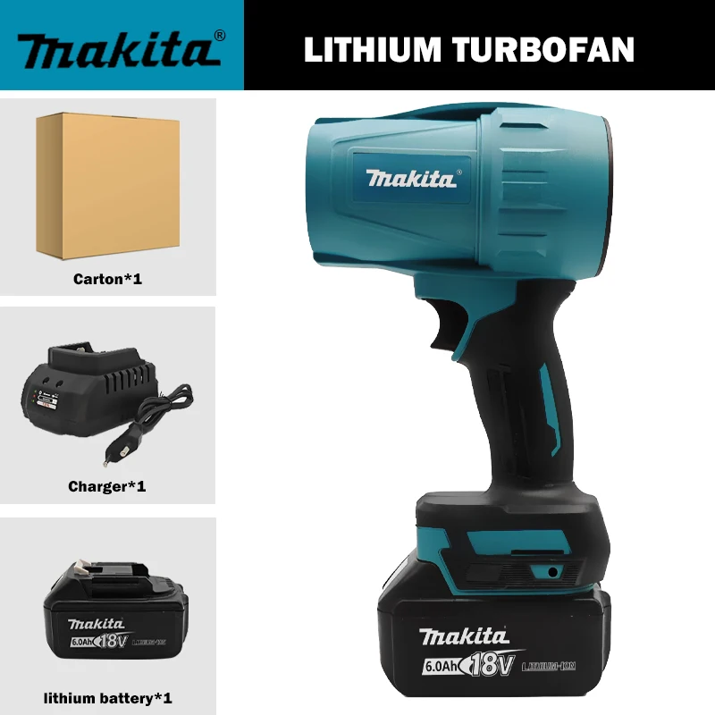 Makita 30000RPM ventilador violento Turbo Jet ventilador 18V plumero de aire eléctrico velocidad del viento Turbo recargable con herramienta de limpieza de coche ligera