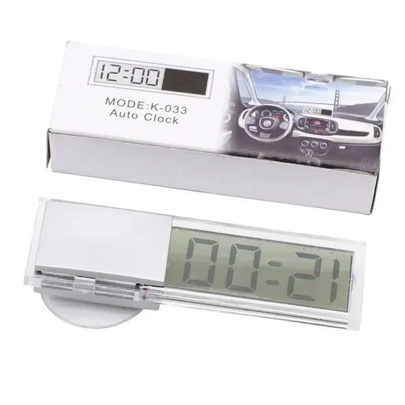 Mini reloj electrónico Digital para coche, reloj con pantalla LCD transparente duradera de alta calidad con decoración Universal con ventosa
