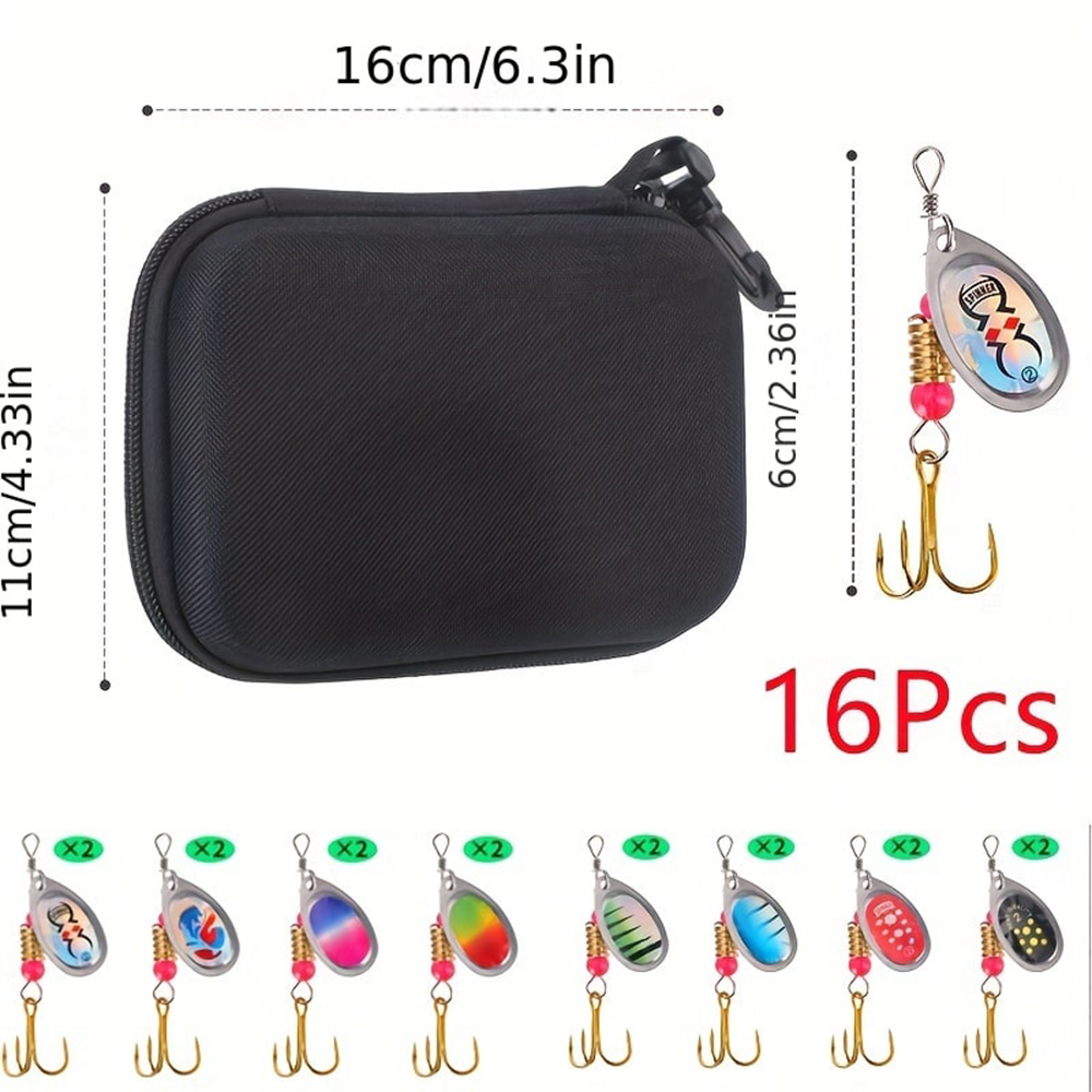 16 stks Metalen Spinner Aas Vissen Lokken Kunstmatige SpinnerBait Voor Snoek Bass Forel Vissen Met Vissen Tas