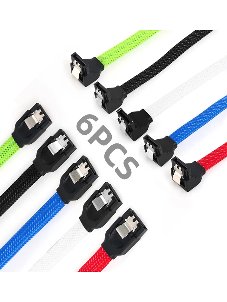 Lecolli 3 шт./6 шт. SATA 3.0 III SATA3 7-контактный кабель для передачи данных 6 Гбит/с SSD кабели HDD для жесткого диска с нейлоновым чехлом премиум-класса