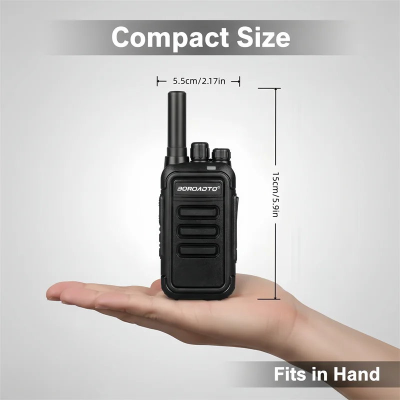 Portable Two-Way Radio 2PCS Mini Walkie Talkie UHF PMR Transceiver Rechargeable Type-C 10KM Long Range Hotel Business Outdoor