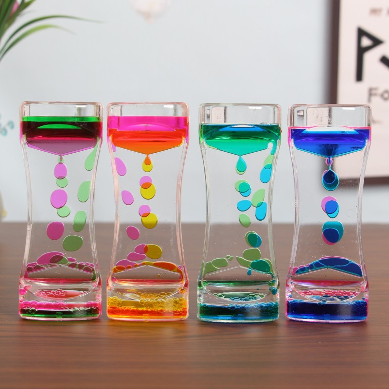 Dynamic Oil Drop Hourglass Timers Mixed Color Liquid Sandy Clock Stress Reduction Dazzling Acrylic Creative Gift Sandglass Timer