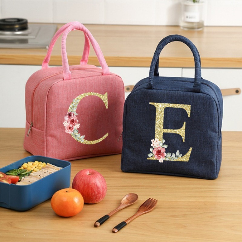 Bolsa bento com letras de urso de pelúcia, tecido oxford, material impermeável, lancheira isolada, trabalhador de escritório, lancheira de estudante