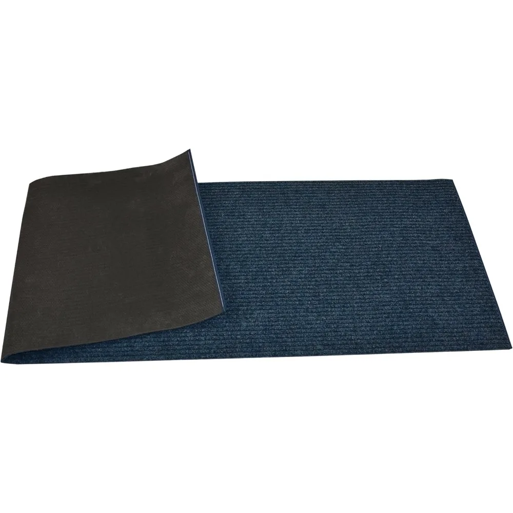 Tough Collection Custom Size Roll Runner Blue 27 in or 36 in Wide x Your Length Choice Slip Resistant Rubber Back Area Rugs and