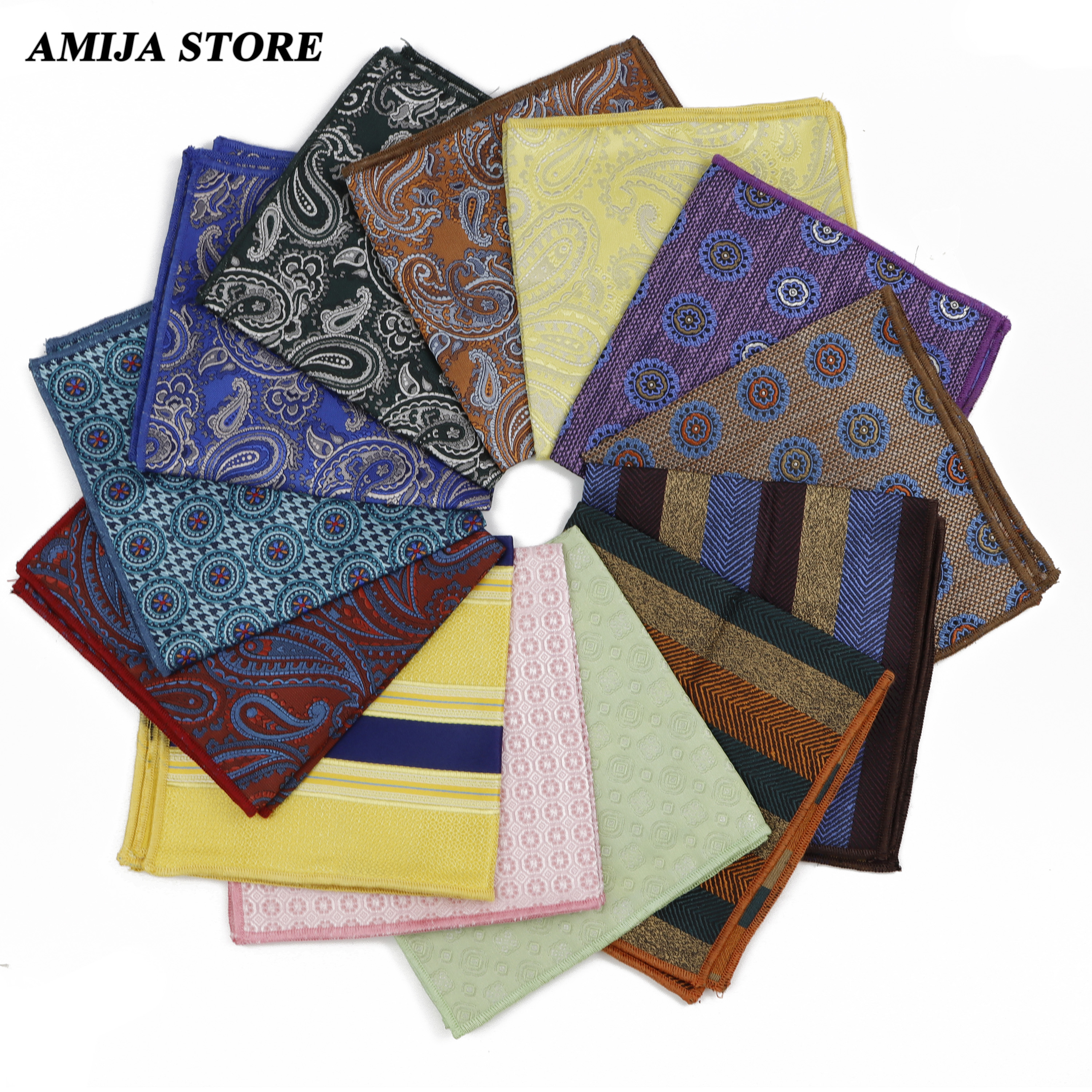 24cm Men's Pocket Square Polyester Floral Striped Handkerchief Casual Suit  Handkerchief Suitable For Party Wedding Busines