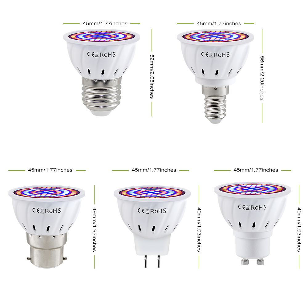 E27 LED Plant Grow Lights GU10 Full Spectrum Indoor Hydroponics Flower Seeds Vegetables Cultivation Lamp E14 MR16 B22 GU5.3 Bulb