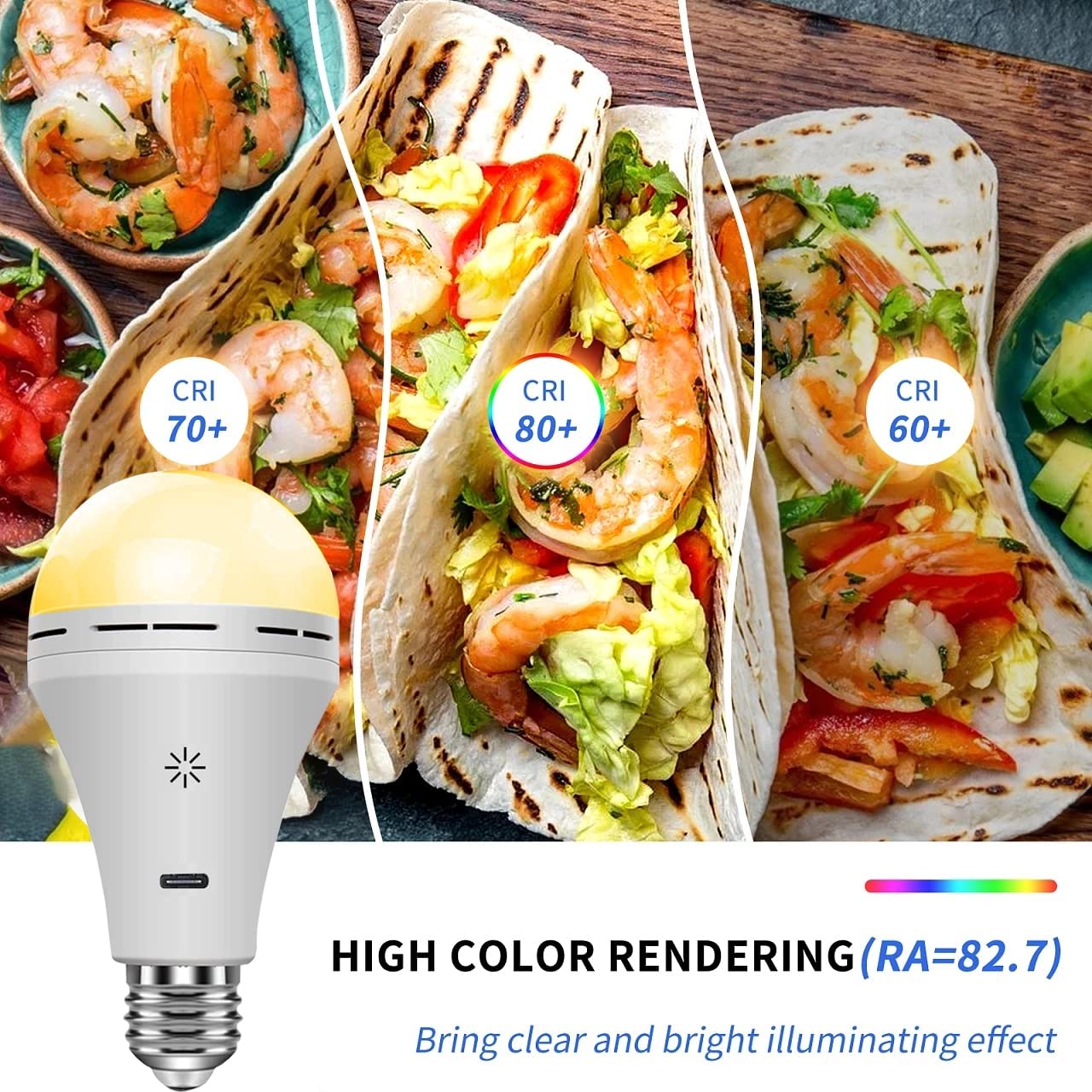Lampadina ricaricabile USB-C con telecomando 5V 7W E27 Lampadina a batteria intelligente Lampadine LED dimmerabili con controllo touch con temporizzazione