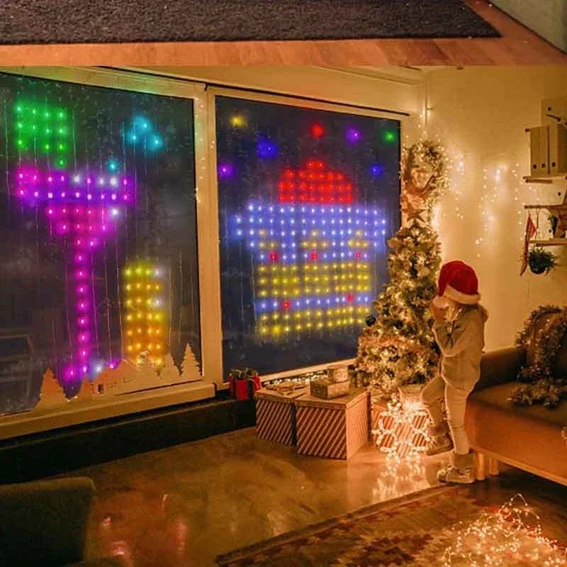 Cortinas Led inteligentes USB Led cortina de luces inteligentes Bluetooth aplicación cadena RGB DIY luces ventana cortina decoración del dormitorio