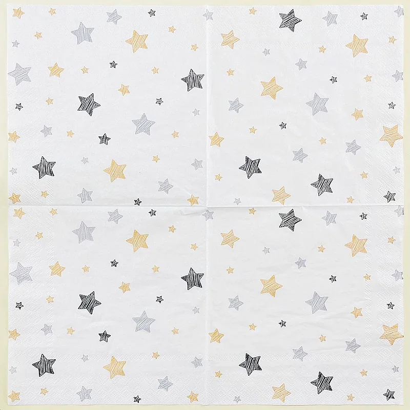 10/20pcs/Pac Printed Napkins Square Gold Star Pattern Colorful Paper Napkins Hotel Restaurant Wedding Birthday Party Decoration