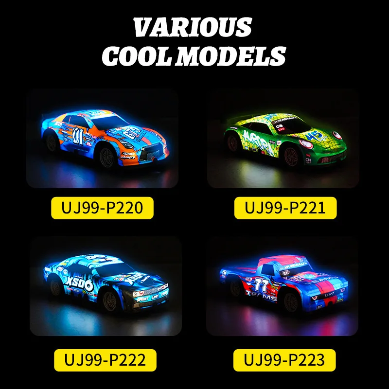 Mobil Remote Control P222 27MHz, mainan RC kendali jarak jauh 1/22 4WD, mobil balap dengan lampu menarik untuk hadiah anak-anak dan dewasa