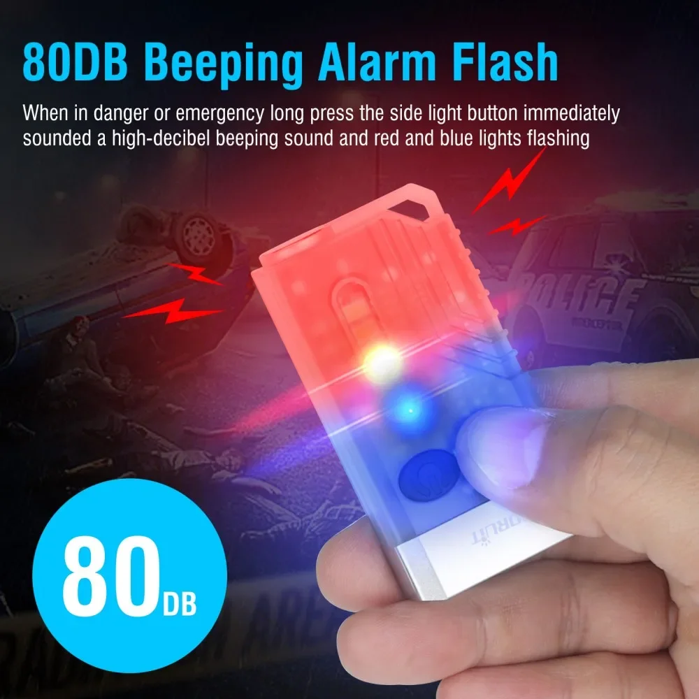 BORUiT V10 EDC llavero LED linterna fluorescente tipo C linterna recargable luz de trabajo imán zumbador 365nm UV V3 Plus linterna