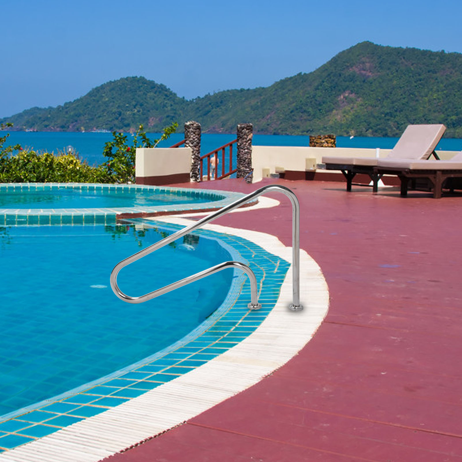 Stainless Steel Pool Handrail Swimming Pool Handrail Stainless Steel Pool Stair Rail Thickened Arc Shaped Underwater Handrail