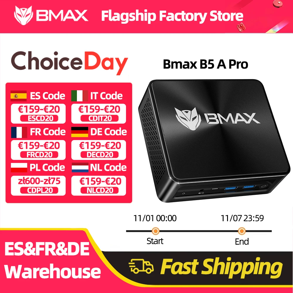 Bmax B5a Pro Amd Ryzen7 5825u 5700u Processor Amd Radeon Graphics 16Gb (Ondersteuning Max 64Gb) Ddr4 512Gb Nvme Ssd Windows 11