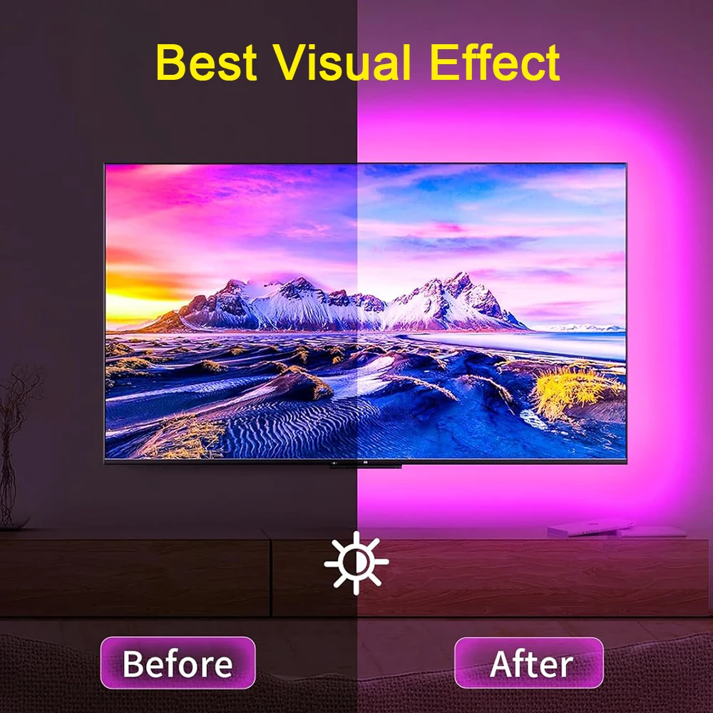 Luci TV a LED RGB Led per TV Strisce luminose a LED RGB Nastro flessibile per TV Retroilluminazione Camera Gaming Decorazione per feste
