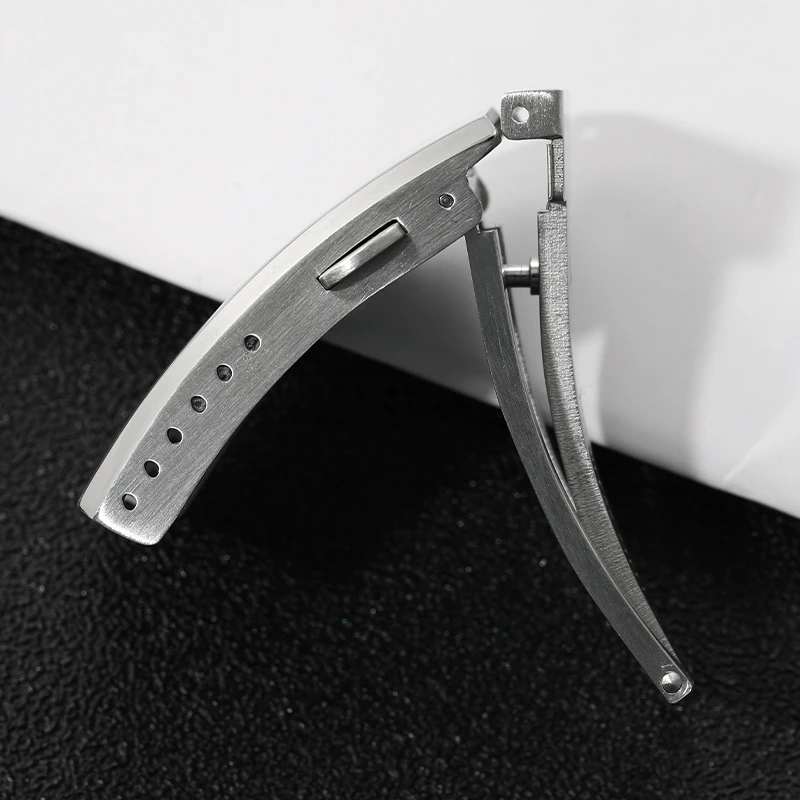 Watchdives Watch Clasp 16mm 18mm 20mm 22mm Silver Folding Safety Milled Clasp Replacement Stainless Steel Deployant Watch Buckle