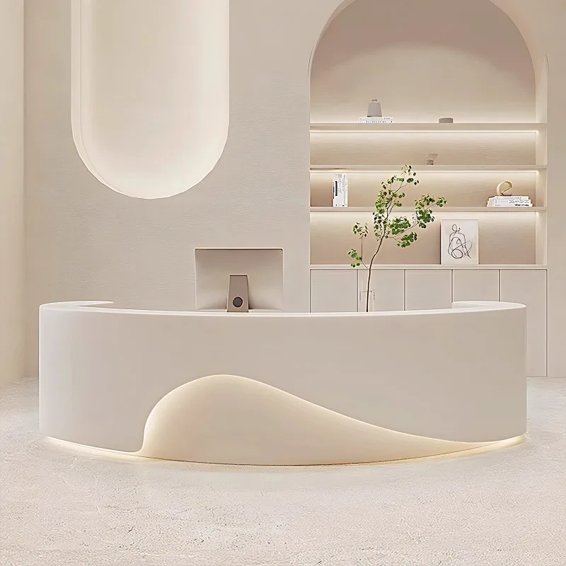 Mesas de recepção de luxo de beleza prateleiras modernas exclusivas bem-vindas mesas longas organizadores design simples escritorio móveis da moda