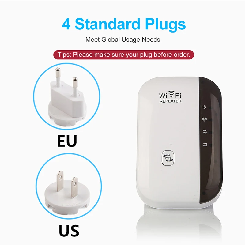 Enchufe UE/EE. UU., repetidor WIFI inalámbrico de 300Mbps, enrutador 2,4G, extensor de rango Wifi, amplificador de señal Wi-Fi, adaptador de tarjeta de red 802.11N