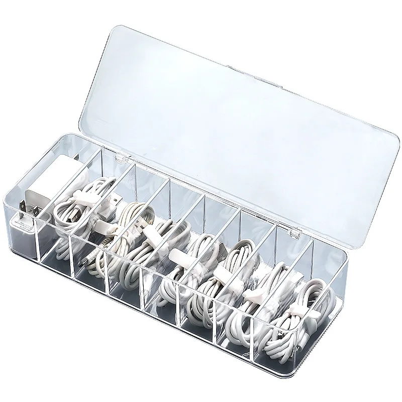 Dust Proof Storage Cable Box, Hub Organizer Box, Desktop Data Cable Storage Box, Mobile Phone Charging Cable, Power Cord Buckle