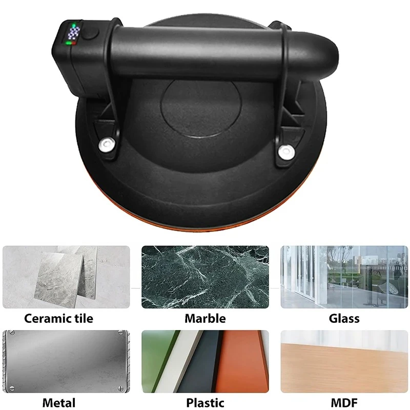 Ventosa a vácuo resistente de 8 '' com interface tipo C, potência de rolamento de 200 kg para bancada/mármore/vidro, manuseio manual-elétrico
