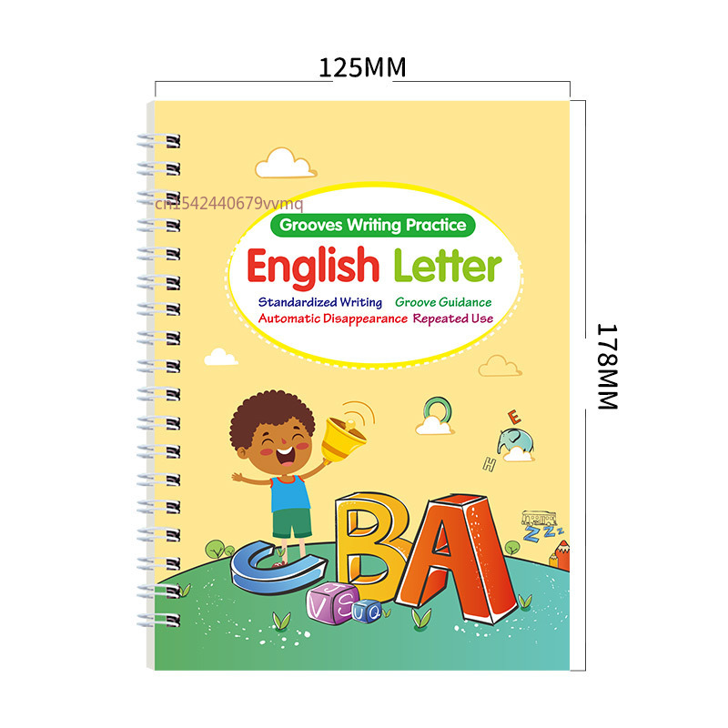 Nuevo libro de copia reutilizable para aprender letras en inglés, libro de caligrafía, dibujo de números, educación para niños, práctica de juguetes de escritura