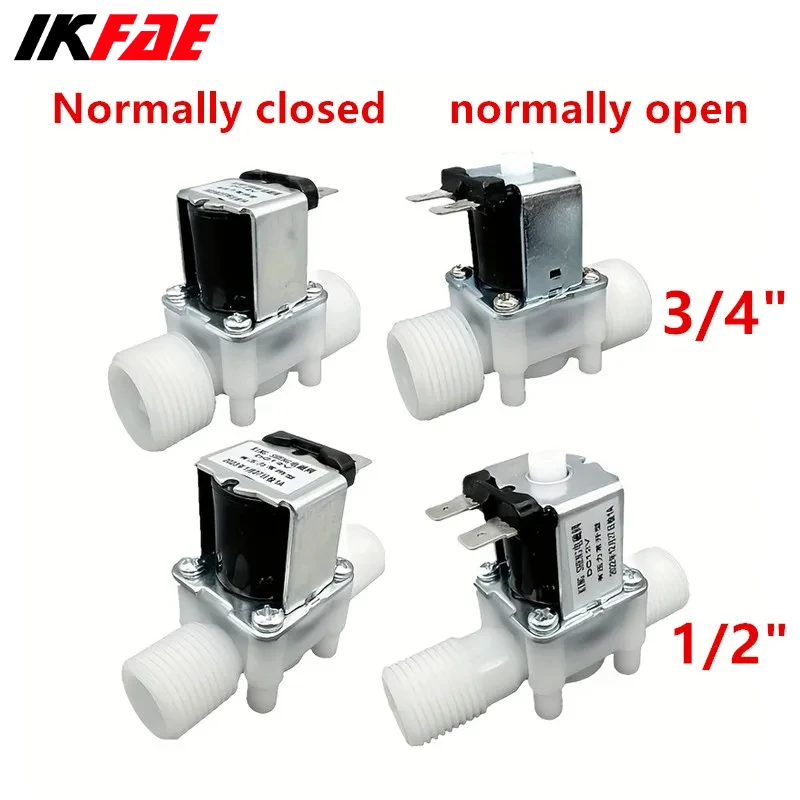 IKFAE 1/2" 3/4" Water Control Valve Controller DC 12V 24V AC220V Male Solenoid Valve Switch Normally Closed Normally Open