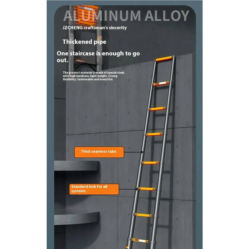 Escalera recta multifuncional moderna de aleación de aluminio, escalera plegable telescópica para el hogar, junta en espiga para ingeniería