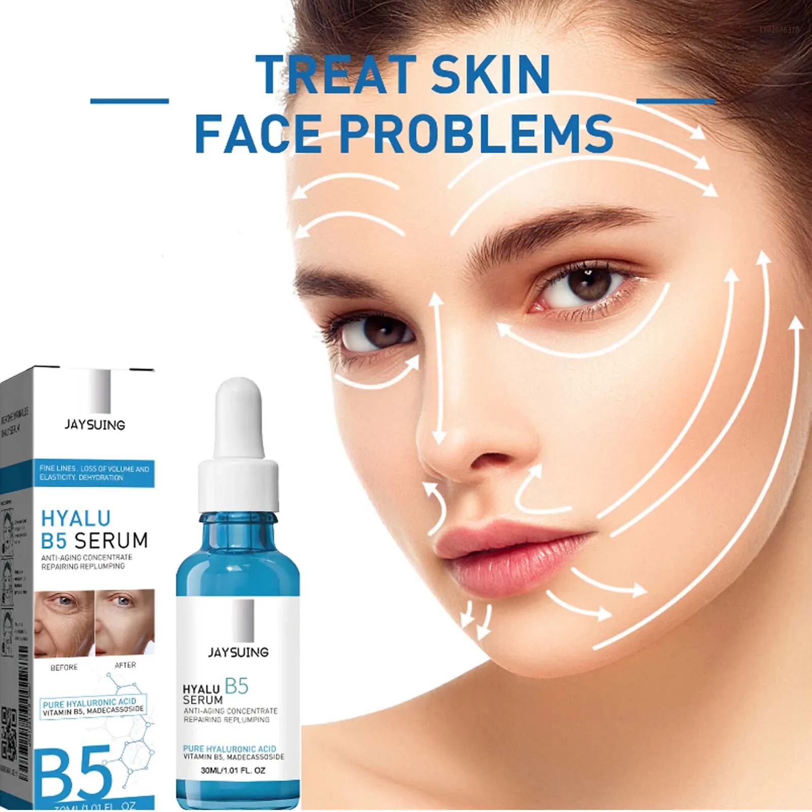 Pure Hyaluronic Acid Facial Serum Lifting Firming Fade Fine Lines Moisturizing Nourishing Shrink Pore Smooth Hyalu B5 เซรั่ม