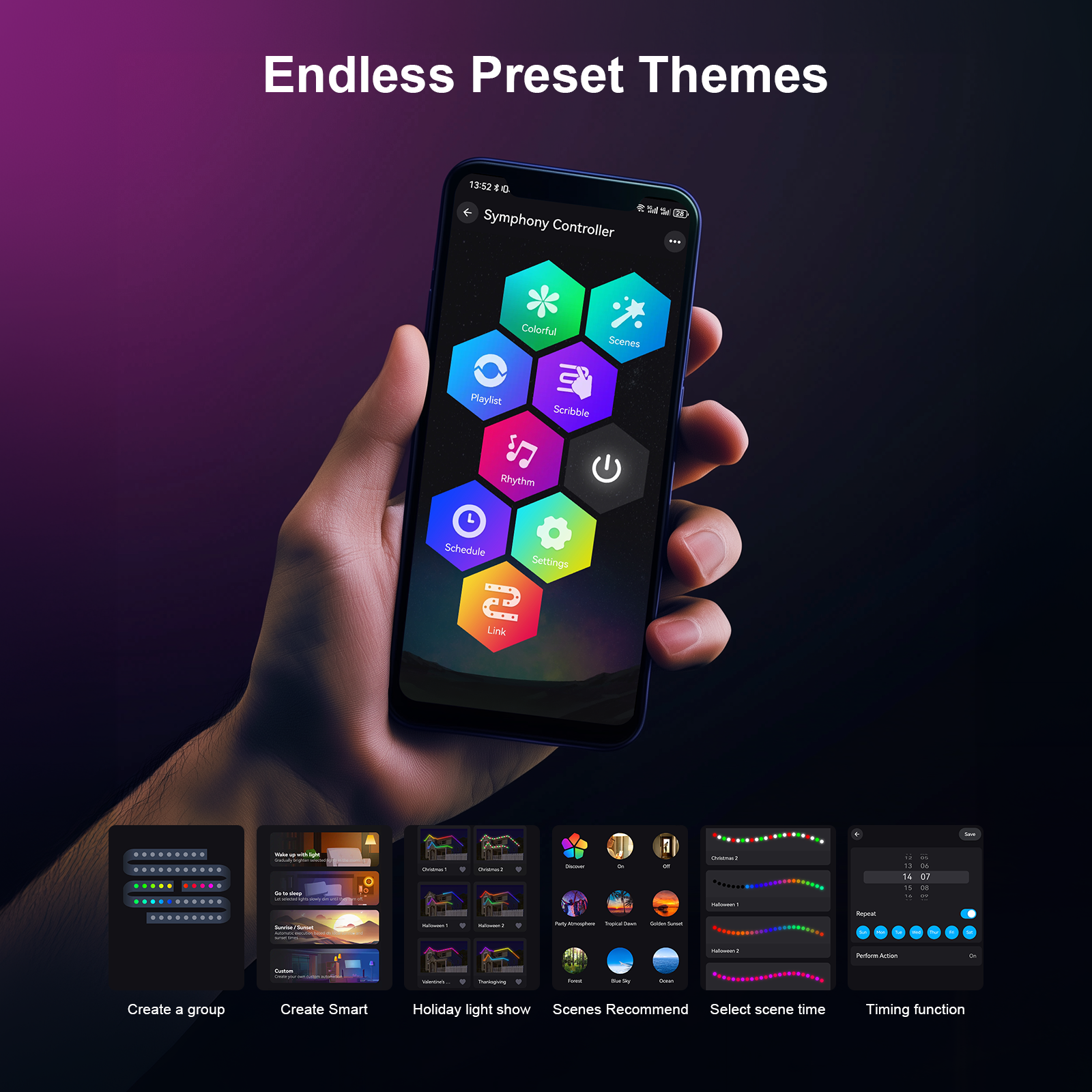 45M Permanent Outdoor Lights RGBIC Eaves LED Lights with Smart App/Remote Control Full House Flashing Lighting Christmas Decor