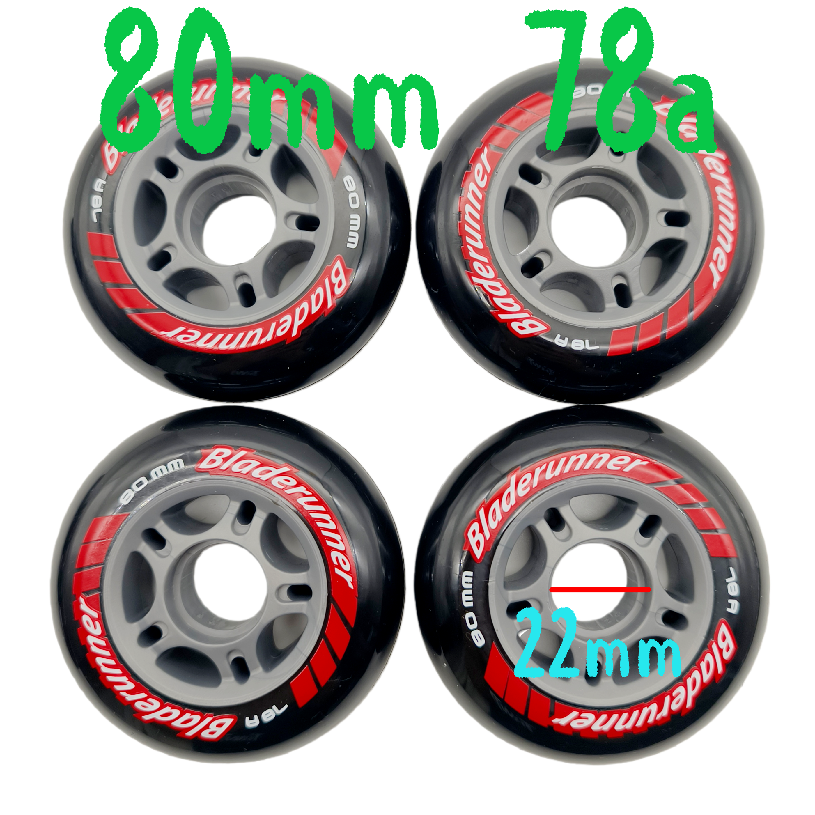 bladerunner Колесо для скейтбординга 80x24 мм, роликовое колесо 80 мм 78A, 4 колеса/лот