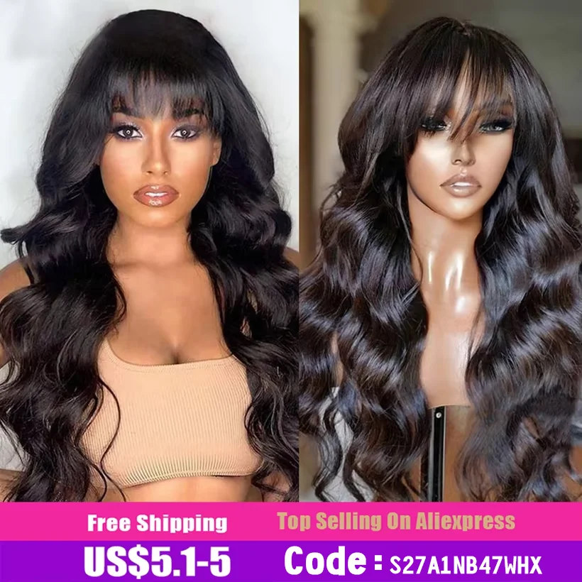 Onda do corpo peruca dianteira do laço perucas de cabelo humano com franja sem cola 13x4 peruca frontal do laço franja perucas brasileiras baratas à venda folga