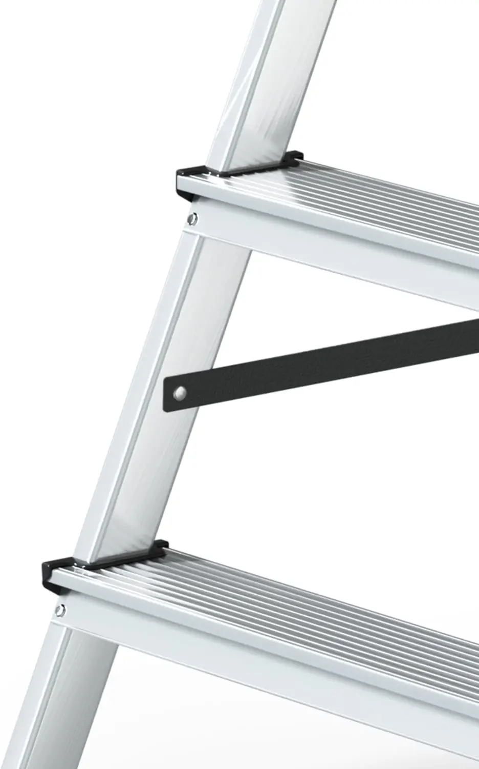 Scaletta bifacciale in alluminio 4 gradini capacità 125 kg Scaletta a forbice Piattaforma di lavoro 44 x 86,5 x 16 cm