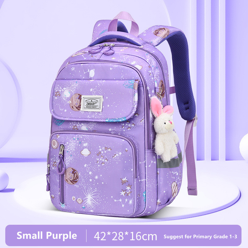 Mochila Escolar Kawaii para Meninas, Bolsa Escolar Primária para Estudantes, Rosa e Roxa Bookbag, Bolsa Escolar Primária, Presente Infantil