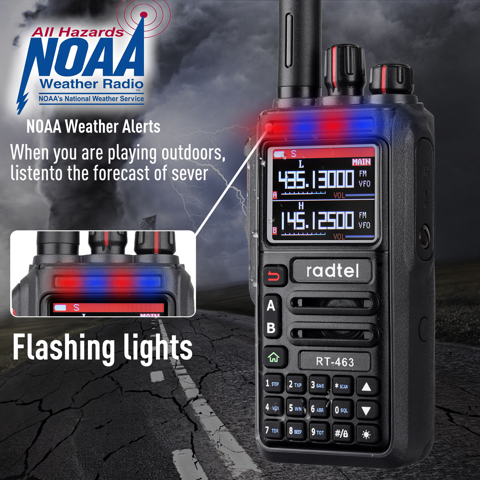 Radtel RT-463 8w multi banda rádio amador 2 vias rádio 199ch recarregável walkie talkie am banda de aviação aérea 3500mah tipo-c