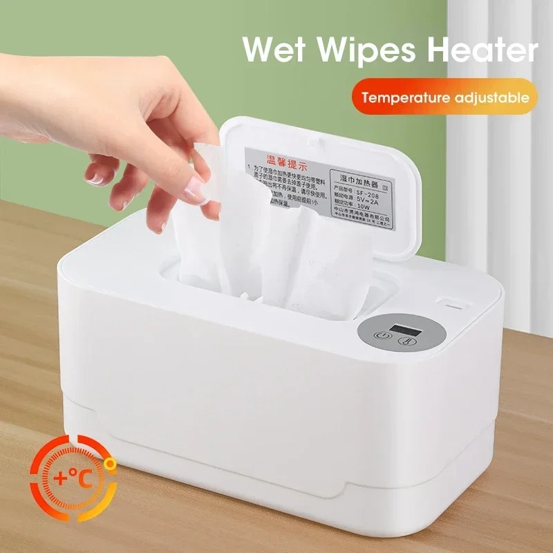Aquecedor portátil de lenços umedecidos para bebês, aquecedor de lenços umedecidos com display LED, caixa de aquecimento, carregamento USB, regulação de temperatura