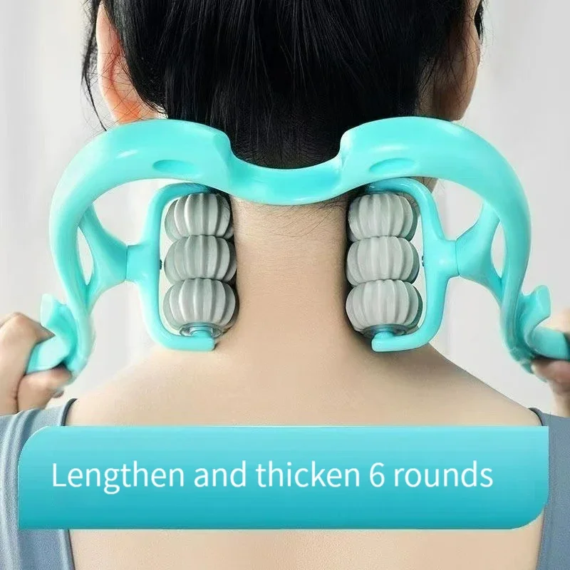 Rodillo de masaje de columna Cervical de 6 ruedas, Manual de oficina, alivio multifunción, espalda, cintura, hombros, cuello, Clip, equipo deportivo