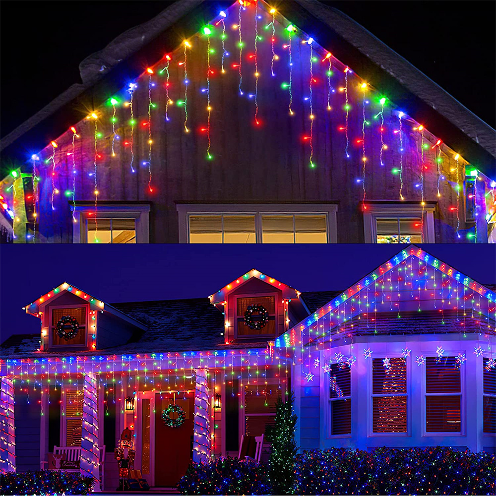 LED Lichtslingers Waterval Gordijn Licht String 5M Droop 0.4-0.6m Kerst Kerstverlichting Outdoor Party tuin Dakrand Decoratie