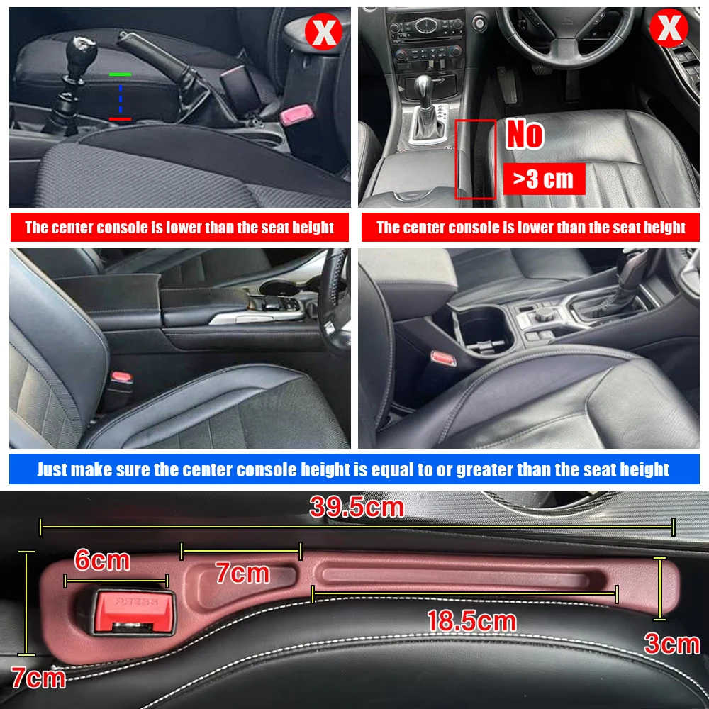 Organizador de relleno de espacio para asiento de coche, accesorios universales de PU para espacio de asiento de coche, tira de tapón antifugas, ranura para espacio de asiento, 2 uds.